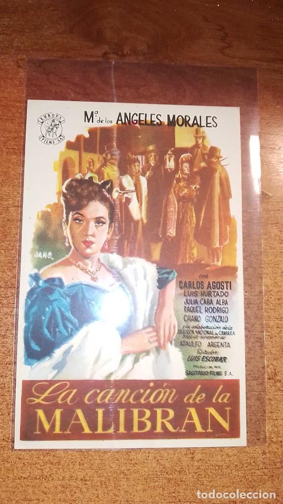 Cine: PROGRAMA O FOLLETO DE MANO DE CINE la canci&oacute;n de la malibran - Foto 1