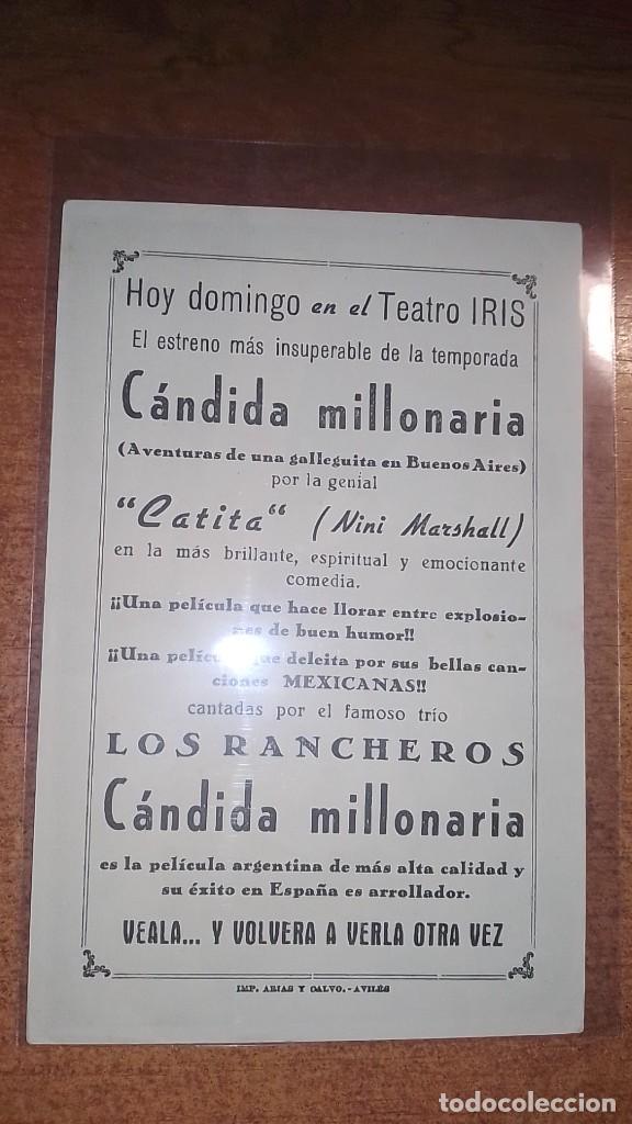 Cine: PROGRAMA O FOLLETO DE MANO DE CINE candida millonaria - Foto 2