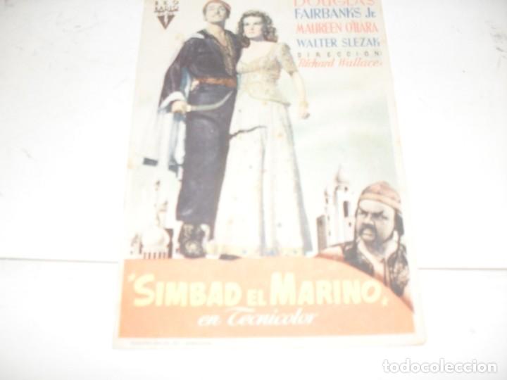 Cine: programa de mano sencillo,sin texto publicitario .titulo:SIMBAD EL MARINO.