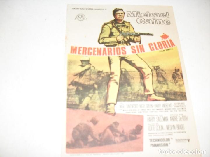 Cine: programa de mano sencillo,sin texto publicitario .titulo: MERCENARIOS SIN GLORIA(MICHAEL CAINE).