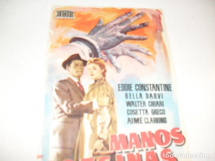 Kino: programa de mano sencillo,sin texto publicitario .titulo: MANOS ASESINAS.