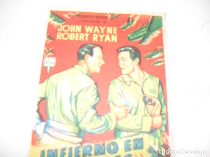 Kino: programa de mano sencillo,sin texto publicitario .titulo: INFIERNO EN LAS NUBES(JOHN WAYNE).