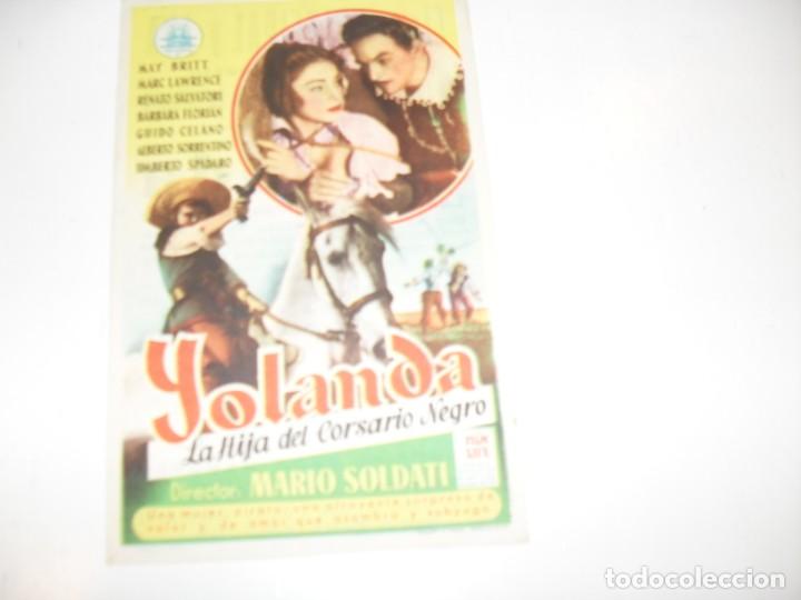 Cine: programa de mano sencillo,con texto publicitario .titulo: YOLANDA.