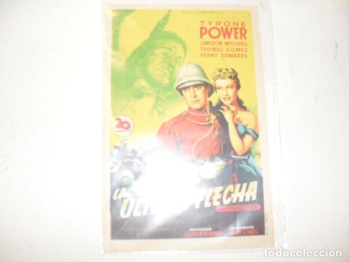Cine: programa de mano sencillo,con texto publicitario .titulo: LA ULTIMA FLECHA (TIRONE POWER).