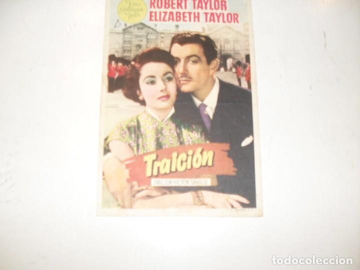 Cine: programa de mano sencillo,con texto publicitario .titulo: TRAICION (ROBERT TAYLOR)