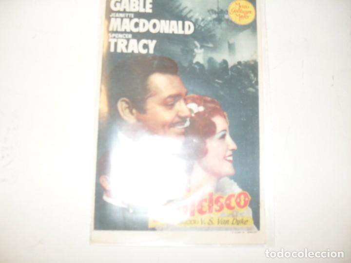 Cine: programa de mano sencillo,con texto.titulo:SAN FRANCISCO(CLARK GABLE)
