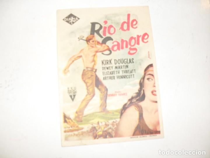 Cine: programa de mano sencillo,con texto.titulo:RIO DE SANGRE(KIRK DOUGLAS)