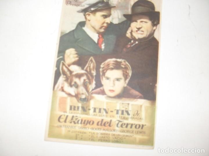 Cine: programa de mano sencillo,con texto.titulo:RIN TIN TIN:EL RAYO DEL TERROR.