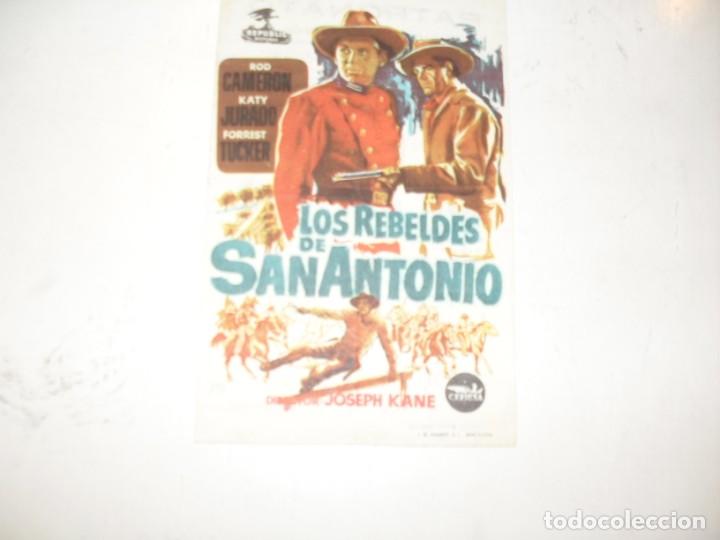  Flyers Publicitaires de films Anciens: programa de mano sencillo,con texto.titulo:LOS REBELDES DE SAN ANTONIO.