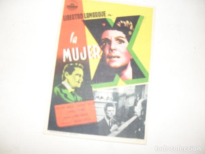  Flyers Publicitaires de films Anciens: programa de mano sencillo,con texto.titulo:LA MUJER X.