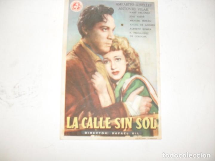 Kino: programa de mano sencillo,con texto publicitario.titulo: LA CALLE SIN SOL.