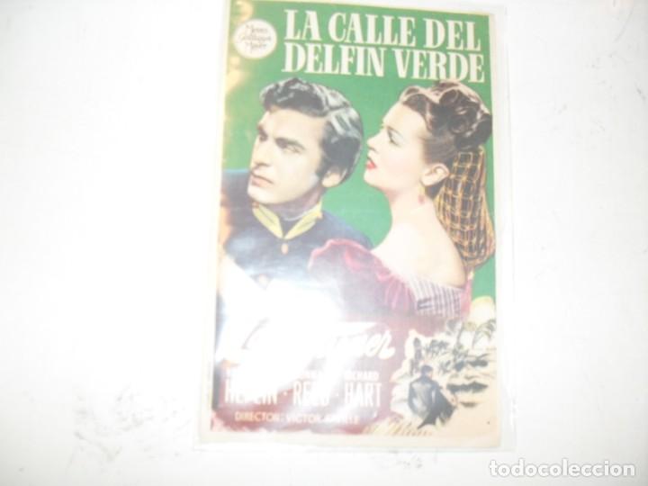 Kino: programa de mano sencillo,con texto publicitario.titulo: LA CALLE DEL DELFIN VERDE..