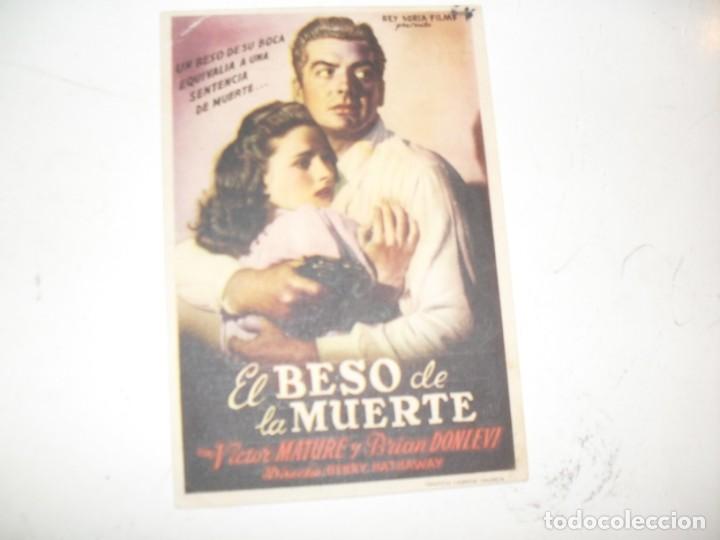 Kino: programa de mano sencillo,con texto publicitario.titulo: EL BESO DE LA MUERTE(VICTOR MATURE)