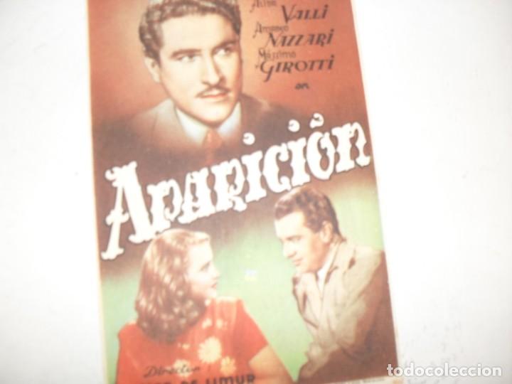 Kino: programa de mano sencillo,con texto publicitario.titulo:APARICION.