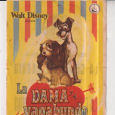 Cine: FOLLETO DE MANO LA DAMA Y EL VAGABUNDO WALT DISNEY PUBLICIDAD CINE AVENIDA REUS. Lote 326718608