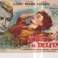 Cine: FOLLETO DE MANO LA SIRENA Y EL DELFIN ALAN LADD SOFIA LOREN PUBLICIDAD CINE AVENIDA REUS 1959. Lote 326729148