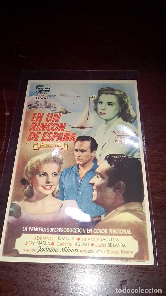 Cine: PROGRAMA O FOLLETO DE MANO DE CINE en un rinc&oacute;n de espa&ntilde;a - Foto 1