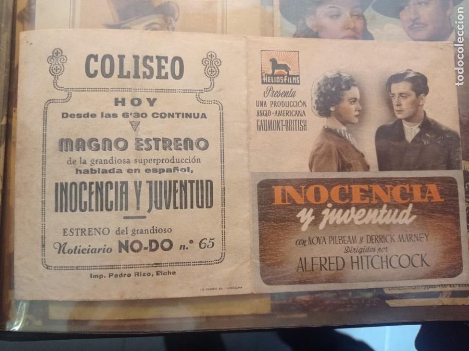 Cine: Antiguo FOLLETO ORIGINAL PELICULA inocencia y juventud Alfred hitchcock