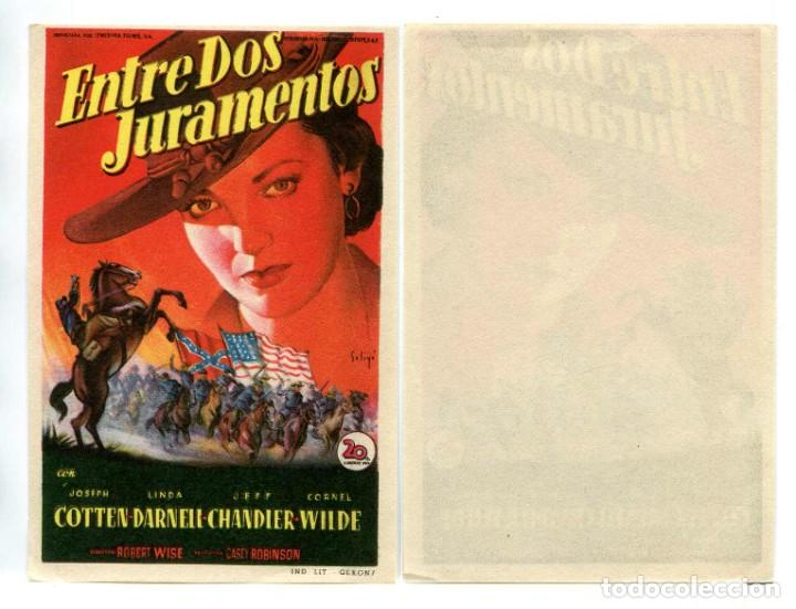  Flyers Publicitaires de films Anciens: ENTRE DOS JURAMENTOS, con Linda Darnell.