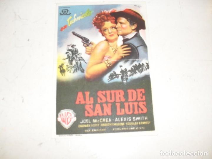  Flyers Publicitaires de films Anciens: programa de mano sencillo,con texto.titulo:AL SUR DE SAN LUIS