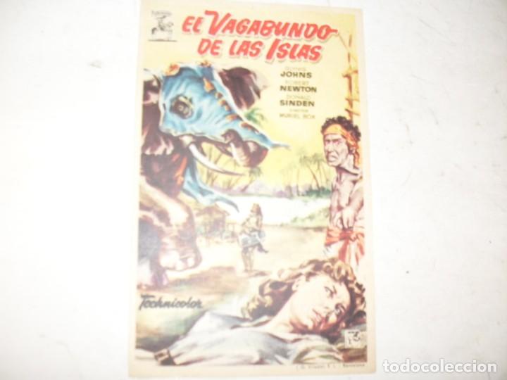  Flyers Publicitaires de films Anciens: programa de mano sencillo,con texto.titulo:TITULO:EL VAGABUNDO DE LAS ISLAS.
