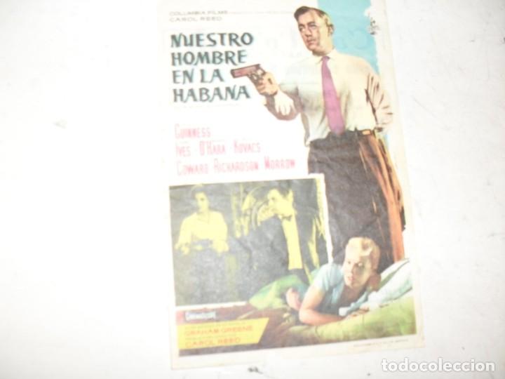  Flyers Publicitaires de films Anciens: programa de mano sencillo,con texto.titulo: NUESTRO HOMBRE EN LA HABANA.