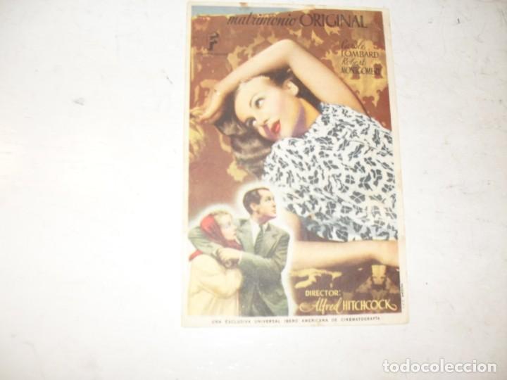  Flyers Publicitaires de films Anciens: programa de mano sencillo,con texto.titulo: MATRIMONIO ORIGINAL (ALFRED HICHCOCK).