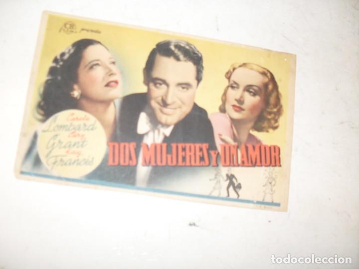  Flyers Publicitaires de films Anciens: programa de mano sencillo,con texto.titulo: DOS MUJERES Y UN AMOR (GARY GRANT).