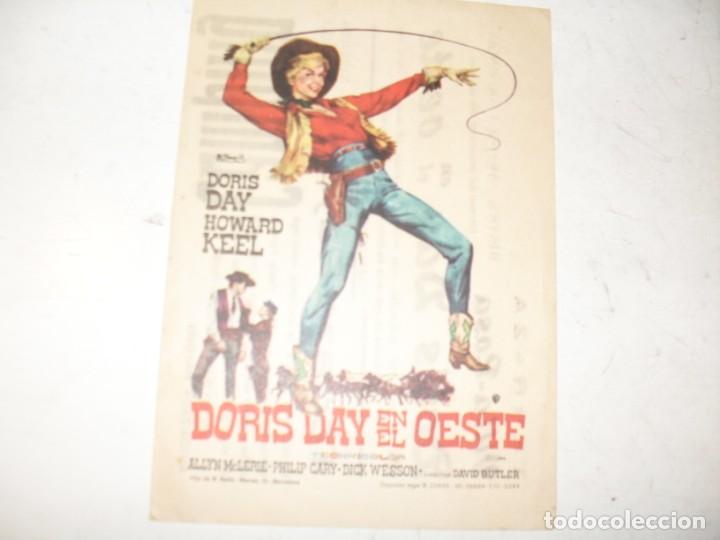 Cine: programa de mano sencillo,con texto.titulo: DORIS DAY EN EL OESTE.