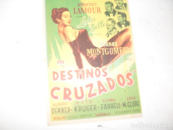  Flyers Publicitaires de films Anciens: programa de mano sencillo,con texto.titulo: DESTINOS CRUZADOS.
