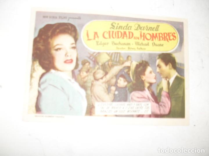  Flyers Publicitaires de films Anciens: programa de mano sencillo,con texto.titulo: LA CIUDAD SIN HOMBRES.