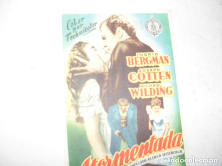 Cine: programa de mano sencillo,con texto.titulo: ATORMENTADA (ALFRED HITCHCOCK).