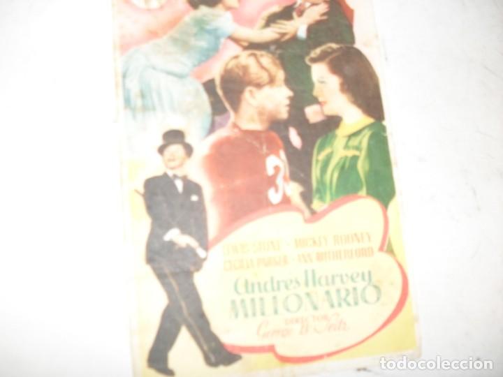  Flyers Publicitaires de films Anciens: programa de mano sencillo,con texto.titulo: ANDRES HARVEY MILLONARIO (MICKEY ROONEY).