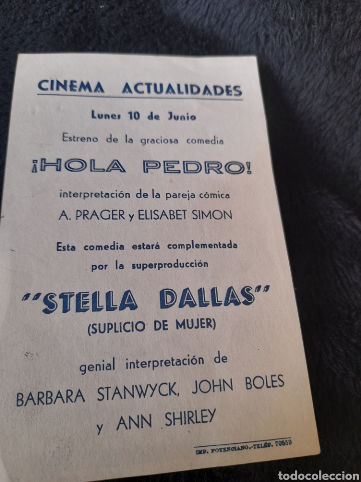 Cine: Antiguo programa de mano, Hola Pedro - Foto 2