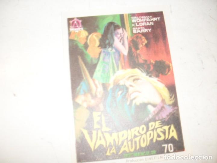 Cine: programa de mano sencillo,sin texto publicitario.titulo: EL VAMPIRO DE LA AUTOPISTA .