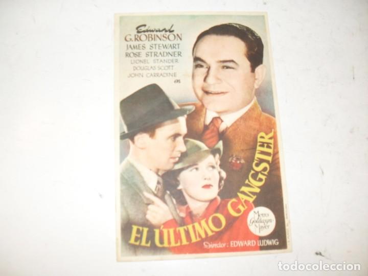 Cine: programa de mano sencillo,sin texto publicitario.titulo: EL ULTIMO GANGSTER (EDGAR G.ROBINSON).
