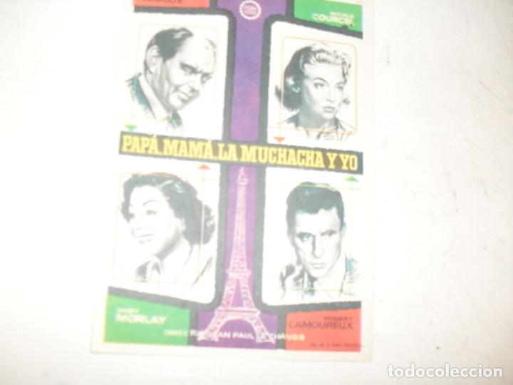  Flyers Publicitaires de films Anciens: programa de mano sencillo,sin texto publicitario.titulo: PAPA,MAMA,LA MUCHACHA Y YO.
