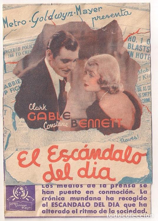 Cine: PTEB 073 EL ESCANDALO DEL DIA PROGRAMA TRIPLE MGM CLARK GABLE CONSTANCE BENNETT - Foto 1