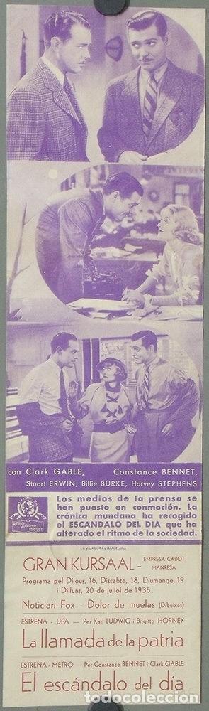 Cine: PTEB 073 EL ESCANDALO DEL DIA PROGRAMA TRIPLE MGM CLARK GABLE CONSTANCE BENNETT - Foto 3