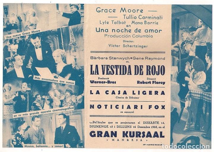 Cine: PTEB 073 UNA NOCHE DE AMOR PROGRAMA DOBLE COLUMBIA GRACE MOORE - Foto 2