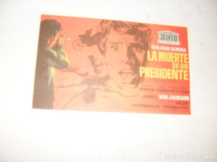 Kino: programa de mano sencillo,sin texto publicitario.titulo: LA MUERTE DE UN PRESIDENTE.