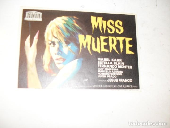 Kino: programa de mano sencillo,sin texto publicitario.titulo: MISS MUERTE (JESUS FRANCO).