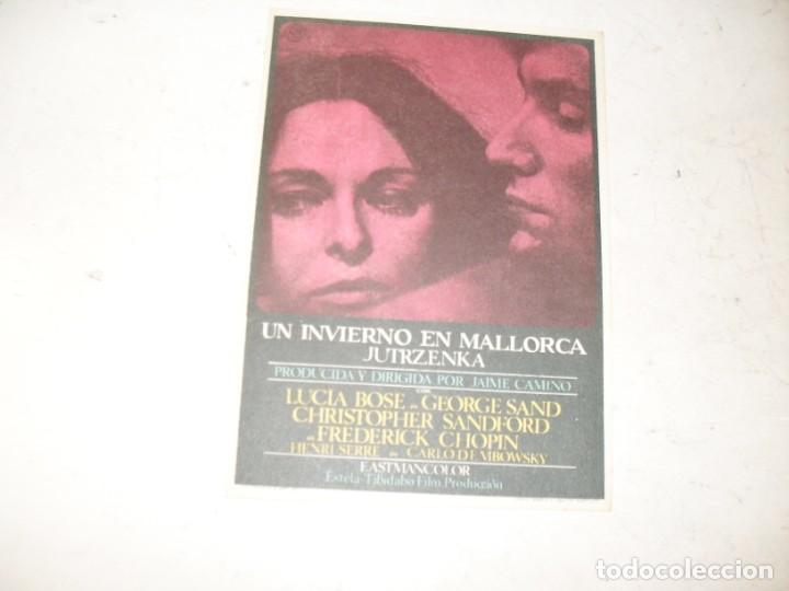 Kino: programa de mano sencillo,sin texto publicitario.titulo: UN INVIERNO EN MALLORCA.