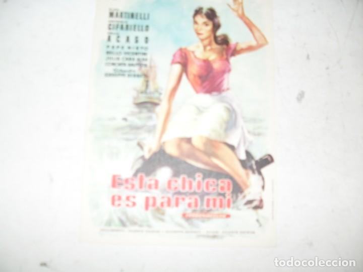  Flyers Publicitaires de films Anciens: programa de mano sencillo,sin texto publicitario.titulo: ESTA CHICA ES PARA MI.