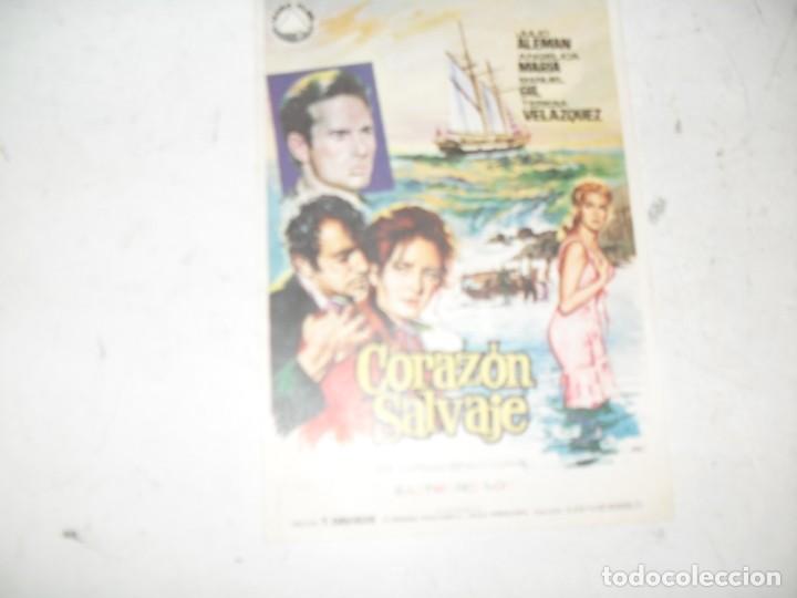 Cine: programa de mano sencillo,sin texto publicitario.titulo: CORAZON SALVAJE.