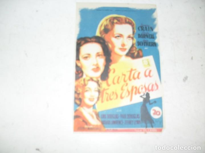 Cine: programa de mano sencillo,sin texto publicitario.titulo:CARTA A TRES ESPOSAS.