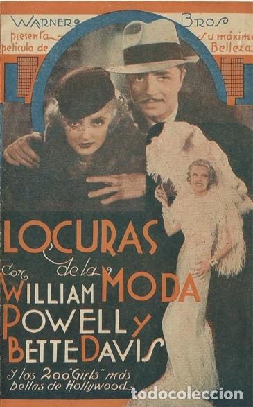 Cine: PTCC 126 EL ALTAR DE LA MODA PROGRAMA TRIPLE URUGUAYO WARNER BETTE DAVIS WILLIAM POWELL - Foto 1