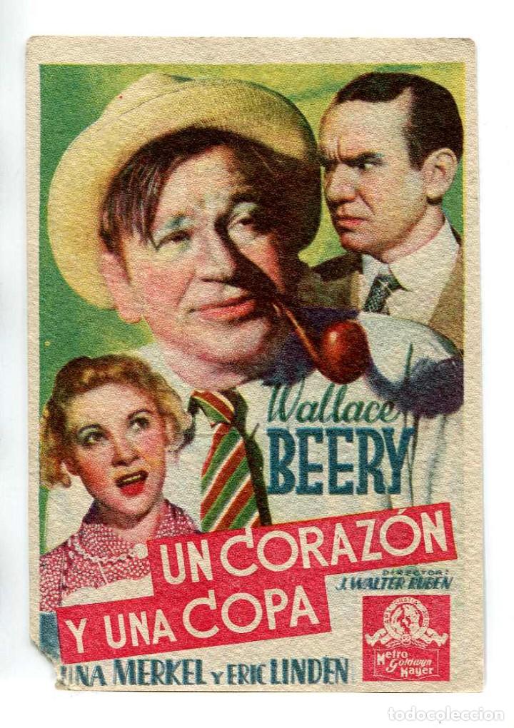  Flyers Publicitaires de films Anciens: UN CORAZ&Oacute;N Y UNA COPA, con Wallace Beery.