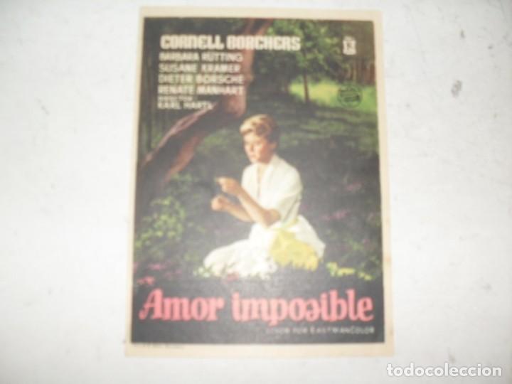  Flyers Publicitaires de films Anciens: programa de mano sencillo,sin texto publicitario.titulo: AMOR IMPOSIBLE.