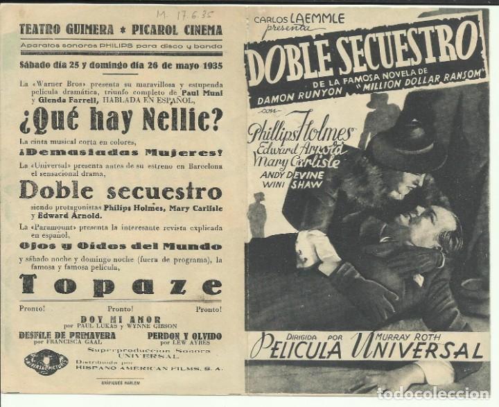 Cine: PTCC 128 DOBLE SECUESTRO PROGRAMA DOBLE UNIVERSAL PHILLIP HOLMES MARY CARLISLE - Foto 3